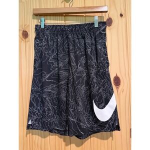 Nike Boys XL Dri-FIT Basketball Shorts Black White Topo Map Print Swoosh Logo
